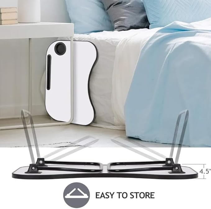 Laptop Bed Desk, Foldable Wooden Lap Desk with Cup Holder & Tablet Slot, Portable Lap Table & Bed Tray Table for Eating & Lap Desk Food Tray & Working on Couch, Sofa & Bed, 23.8 x 15.8 in.