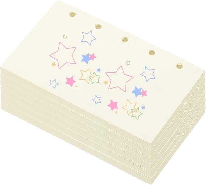 PATIKIL Colored Loose Leaf Paper, 4.1" x 2.5"(A8) 300 Sheets 5 Holes Punched 150GSM Blank Binder Refill Paper Supplies for Office Note Taking Teacher Planner Journal Notebook, Beige