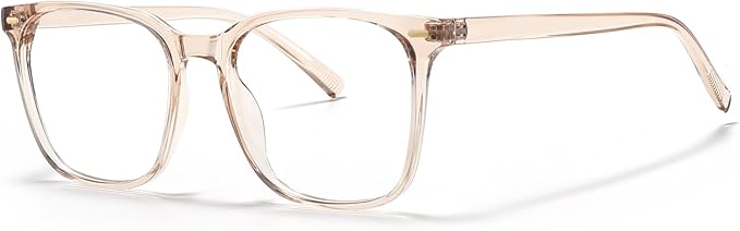 MACJERO Oversized Square Blue Light Blocking Glasses for Women Men, Anti-Fatigue Computer Monitor Gaming Glasses Reduce Eye Strain((transparent Brown)