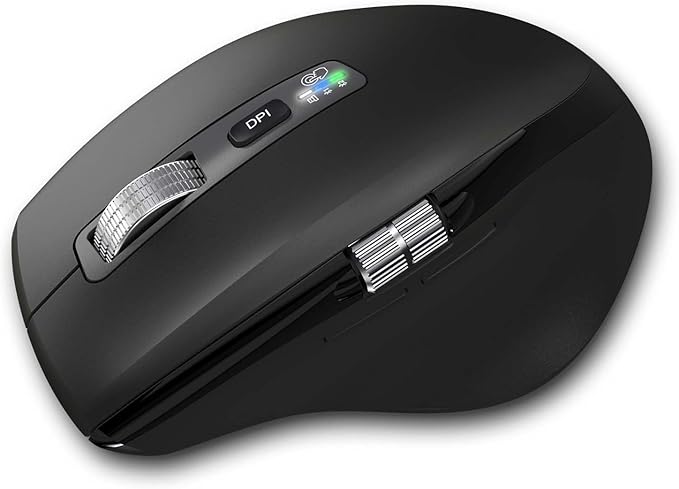 INFINMIND Wireless Bluetooth Side Scroll Mouse with Multi-Device, Ergonomic Computer Mice with Smart Flying Scroll, Quiet Click for Computer, Laptop, iPad, Tablet, MacBook (Black)