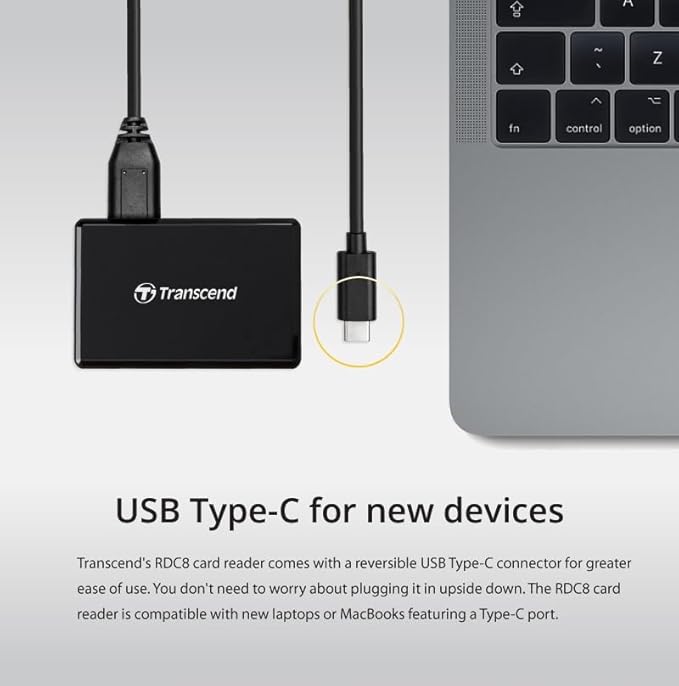 Transcend USB 3.1 Gen 1 Type-C All-in-1 Multi-Card Reader (CF/SD/SDHC/SDXC/microSD)