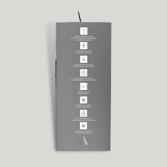 Austere V Series, Appliance Wall Power 4 Outlet Surge Protector for Kitchen, 3000 Joules, 1 USB-C 20W Fast Charger, 2.4 amps USB-C and A Ports, Overcurrent Protection, 5 Year Component Guarantee