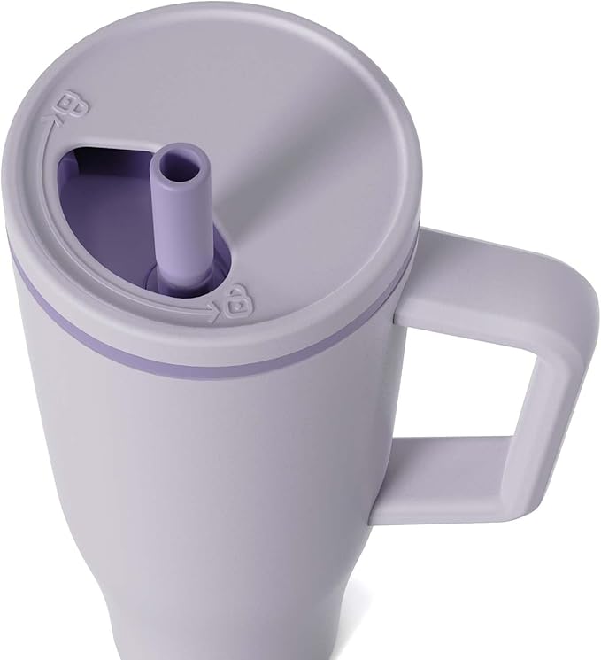 KISSKIND 40 oz Tumbler with Handle and Straw | Lumi Spin Hidden Straw 100% Leakproof Insulated Tumbler | Stainless Steel Water Bottle for Mom, Nurse, Teacher | Lavender