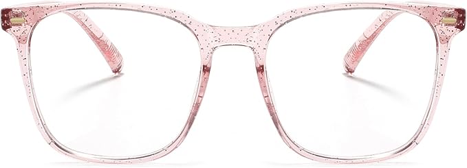 MACJERO Oversized Square Blue Light Blocking Glasses for Women Men, Anti-Fatigue Computer Monitor Gaming Glasses Reduce Eye Strain(Pearl Pink)