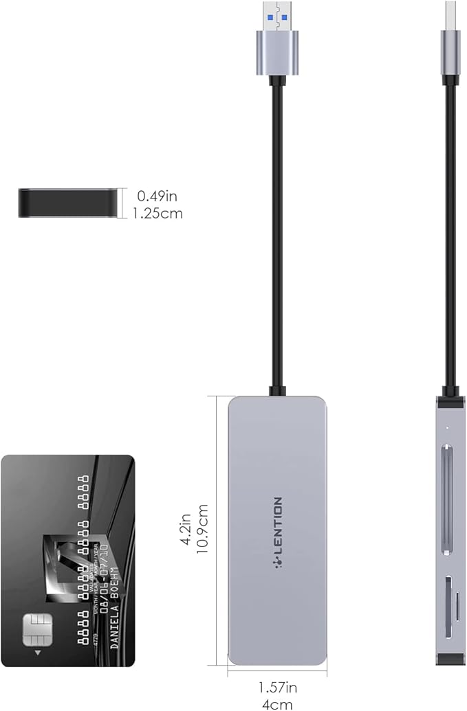 LENTION USB A Card Reader, 3-in-1 USB 3.0 to CF/SD/Micro SD Card Adapter, Read for SDXC, SDHC, MMC, RS-MMC, Micro SDXC, Micro SD, Micro SDHC and UHS-I Cards, CF Type I (CB-H12, Space Gray)