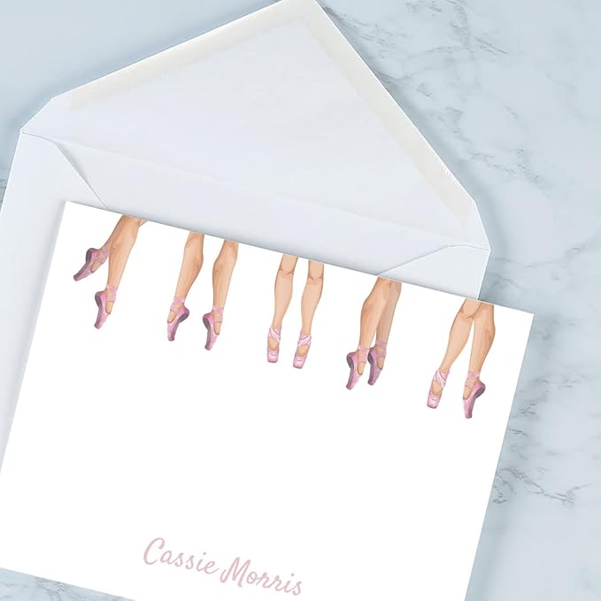 Current Dancers Feet Personalized Note Cards - 24 Cards with White Envelopes, 4¼ x 5½ Inch Size, Blank Stationery, Add Names or Text, For Thank You Notes, Invitations, & Announcements
