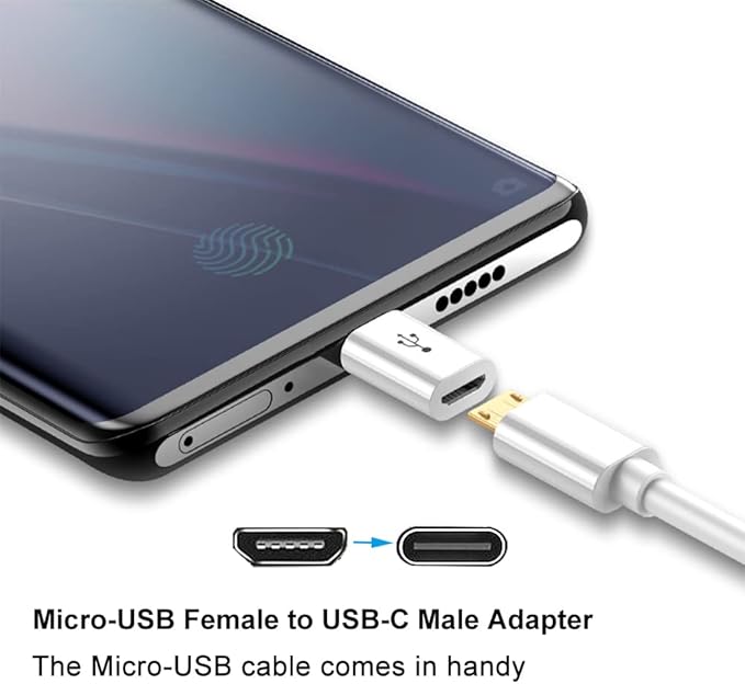 Adapter Micro USB to USB C (4 Pack), Micro-USB Female to USB-C Male OTG Adapter Compatible with Samsung Galaxy, LG, Huawei, Type-C Phones, Tablets and More (2 Black and 2 White)