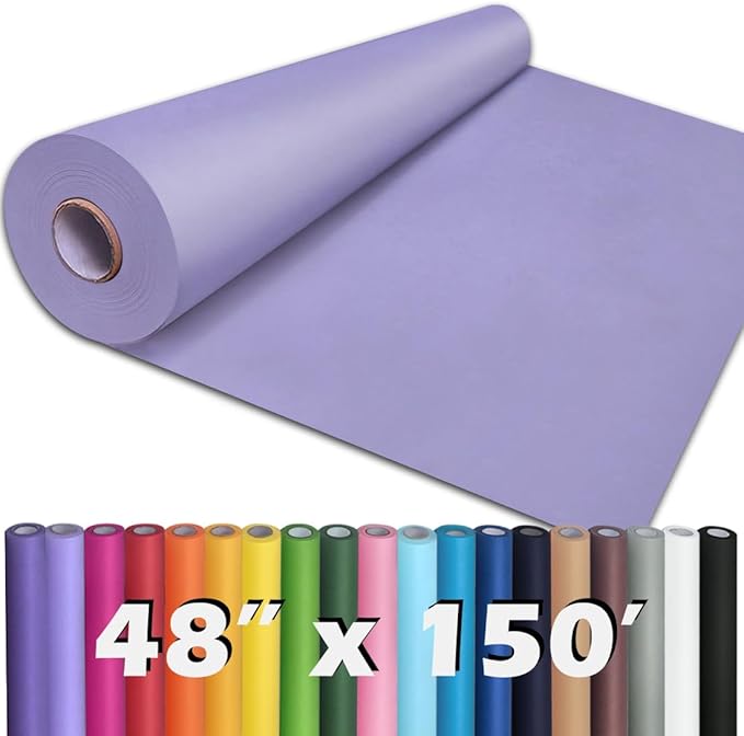 PerkHomy Light Purple Kraft Paper Roll 48" x 1,800" (150') for Gift Wrapping Bouquet Flower Art Painting Craft Writing Packaging Shipping 80GSM 55LB (Light Purple, 48" x 150')