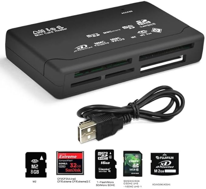 CR-A 6-Slot All-in-One USB 2.0 Card Reader-Writer - Portable Plug Play Multi Card Reader/Writer Compatible with Most OS and Memory Cards (not for Sony Memory Stick) Micro SD Cards,Includes USB Cable