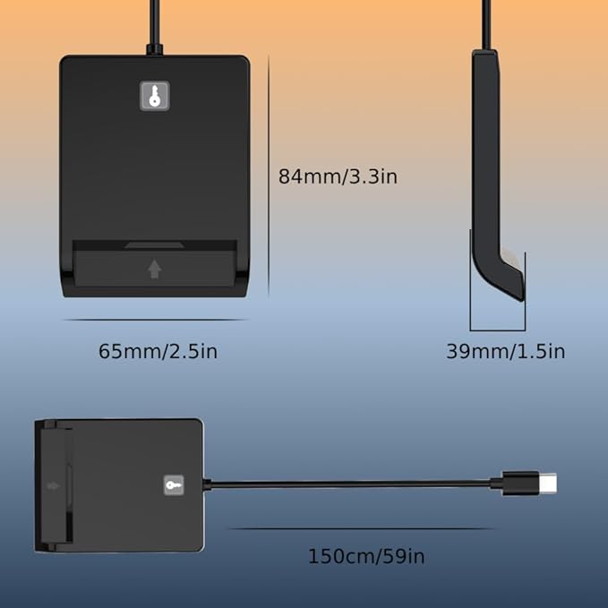 Contact Smart Card CAC Reader USB C & A, DOD Military USB Common Access CAC Reader Military, Compatible with Windows, Mac OS, Linux, CCID ISO7816, Rohs, CE Certified