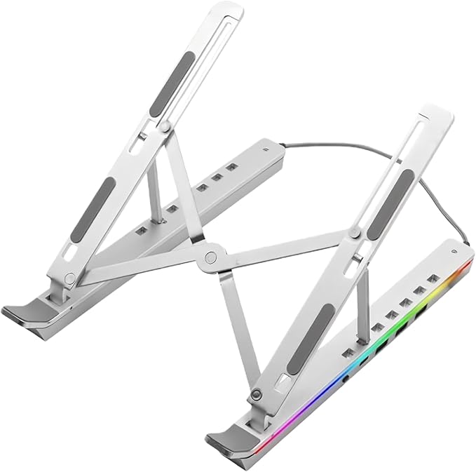 Laptop Docking Stand USB – Ergonomic Foldable Cooling Tablet Support, RGB Station Desk Computer, Monitor Display Office Home Work | Desk Computer Monitor Display Office Home Work Charging