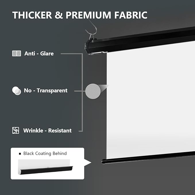 RAUBAY Motorized Pull Down White Screen Backdrop - 59.8" x 86.6" Collapsible Wall-Mount Background for Professional Video Production, Photography Studio, Video Conferencing and YouTube, TikTok Creator
