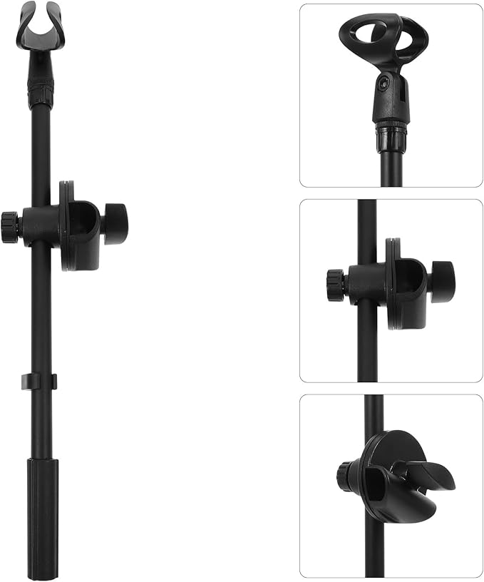 ERINGOGO Metal Microphone Boom Arm with Dual Mic Clip and Clamp, 350Mm Adjustable Height Desk Mic Stand Arm for Podcasting Streaming and Recording