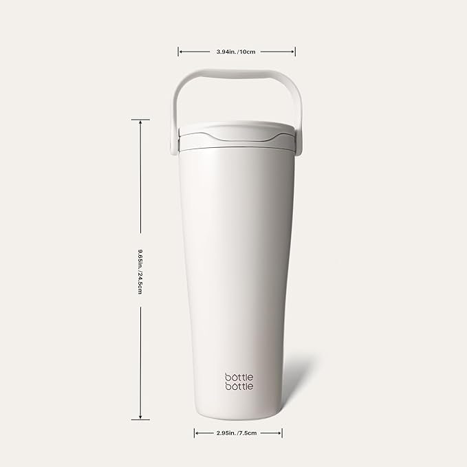 BOTTLE BOTTLE Insulated Tumbler with Handle & Straw Lid, 30oz Stainless Steel Leak-Proof Water Bottle for Hot & Cold Drinks, Add Ice Without Unscrewing, BPA-Free for Travel, Sports, Office(Gray)