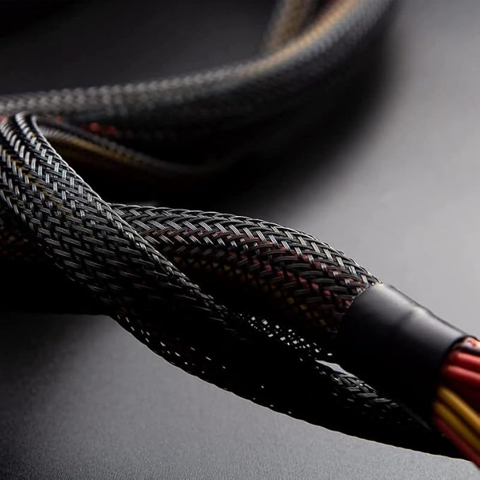 100ft Braided Wire Loom Sleeving Kit,Cable Management Sleeve,Wire Protector Tubing,Cord Organizer Used at Home or Office, to Protect Cables in Automotive, Military, Marine(Black,1/4inch,1/2inch)