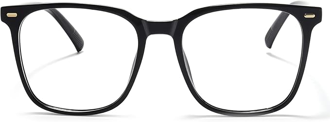 MACJERO 2-Pack Oversized Square Blue Light Blocking Glasses for Women Men, Anti-Fatigue Computer Monitor Gaming Glasses Reduce Eye Strain(Black+Brown)
