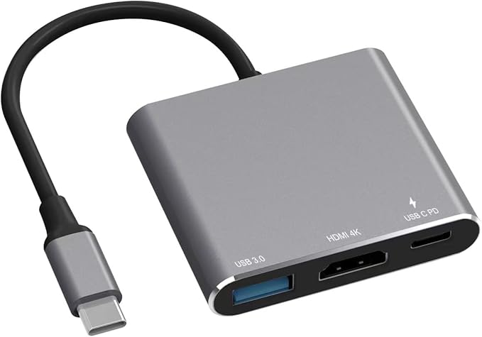 Battony Multiport AV Adapter with 4K HDTV Output USB 3.0 Port & USB-C Fasting Charging Port Compatible for MacBook Pro M1/16-20 Air M1/18-20 Ipad pro iMac and Other usbc Devices