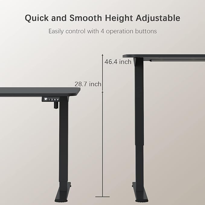 Furmax Electric Height Adjustable Standing Desk Large 63 x 24 Inches Sit Stand up Desk Home Office Computer Desk Memory Preset with T-Shaped Metal Bracket, Black