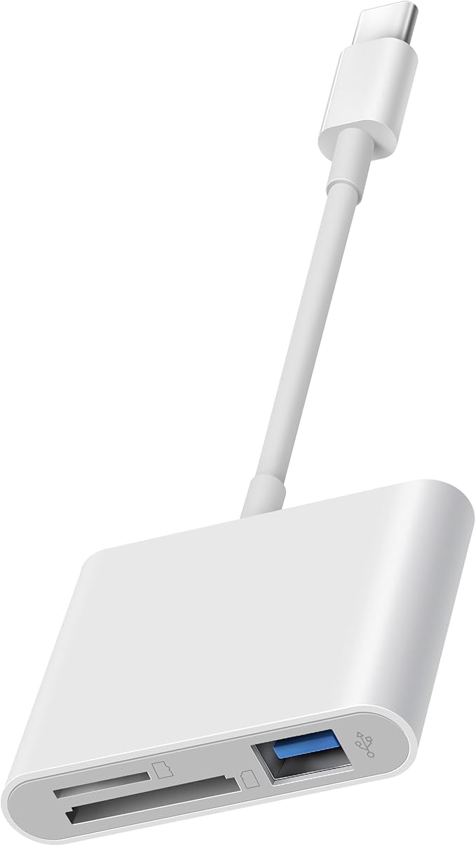 USB C SD Card Reader for iPhone 15 16 iPad Mac 3 in 1 USB-C Memory Trail Camera Card Adapter with Dual Slots & USB Port for Mac MacBook Pro/Air/Mini Android Laptop More USBC Typec Devices