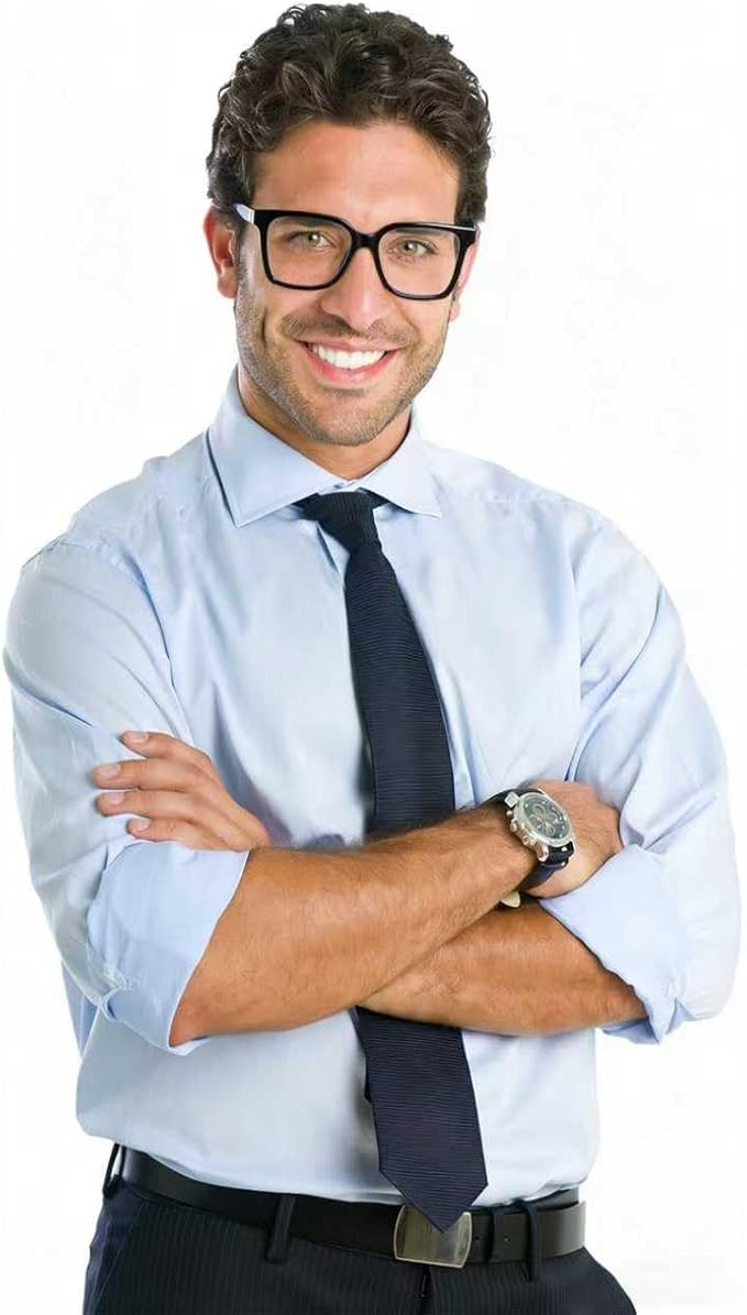 Siming Blue Light Blocking Glasses, Square Frame, Black, TR90 Lightweight Plastic, Anti-Slip Design, Unisex Adult