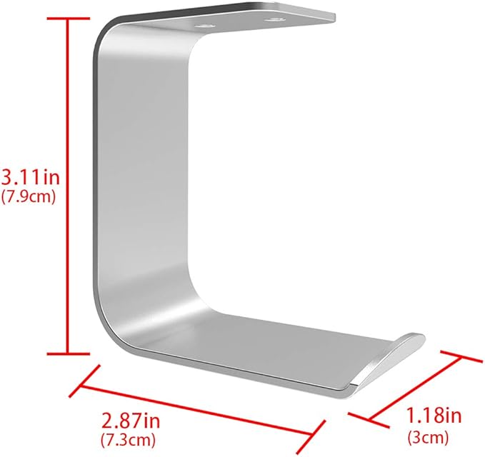 GEEKRIA Under-Desk Headphone Stand Mount Holder, Headsets Hanger, Gaming Headset Headphone Hook, Universal Stand for All Headphone Size (2 Pcs/C/Silver)