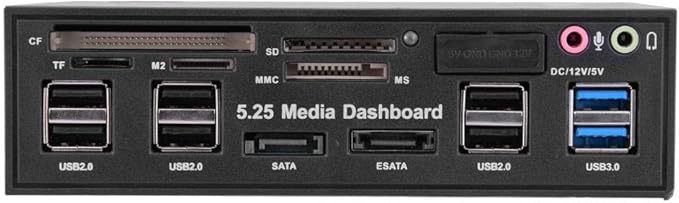 Internal Card Reader, 5.25inch Media Dashboard Front Panel Audio, All-in-1 Card Reader with USB3.0/2.0 HUB eSATA SATA Multi Card Reader(M2 / TF/SD/MMC/MS/CF)