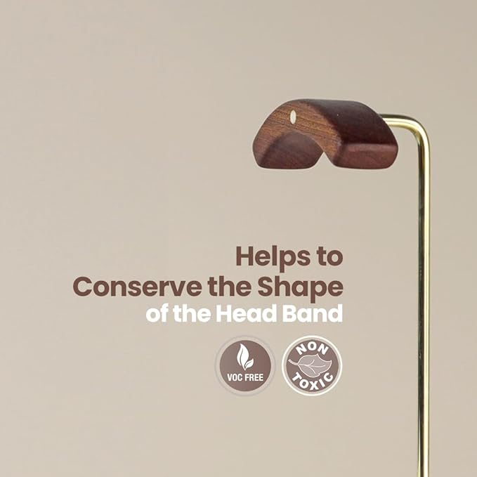 Unchained Workshop Handmade Brass and Wood headphone stand, Headset Stand for Desk, compatible with all models