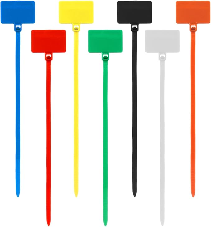 40 Pcs Plastic Tags With Zip Tie Nylon Universal Cable Tie Buckle Multi-Color Self Locking Nylon Writable Marker Ties Wraps Waterproof Shipping Tags Security Seals Label For Cabling