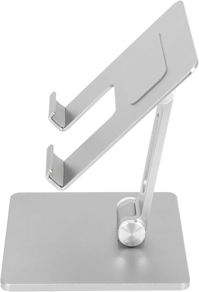MUELODSIC Folding Aluminum Alloy Tablet Stand and Adjustable Laptop Holder for Desk Use, Portable Foldable Tablet Bracket Compatible with Ipad, Silver Gray Design for Home and Office