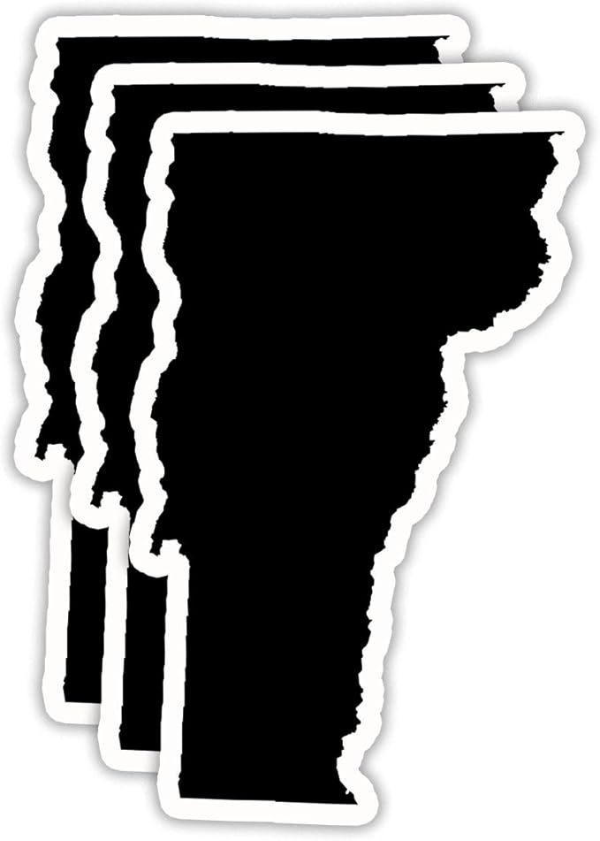 (3PCS) Vermont State Map Stickers, US State Stickers - Waterproof Vinyl Decals for Tumblers, Water Bottles, Laptops, Books, Scrapbooks, Great for Vermont Lovers 3 x 1.8 Inch