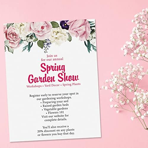 Current Victorian Rose Floral Letter Paper - Spring Stationery Papers With Decorative Rose Border, Printable Holiday, Wedding & Bridal Shower, & Invitation Sheets, Set of 25, 8 1/2" x 11"