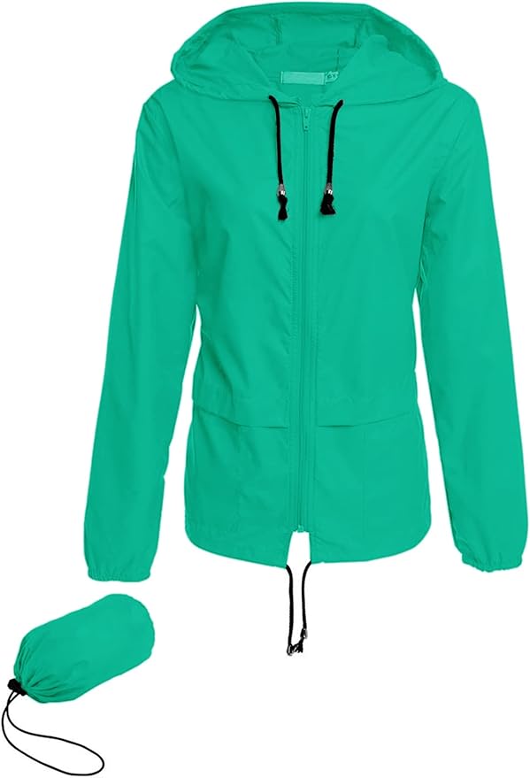 Avoogue Raincoat Women Lightweight Waterproof Rain Jackets Packable Outdoor Hooded Windbreaker