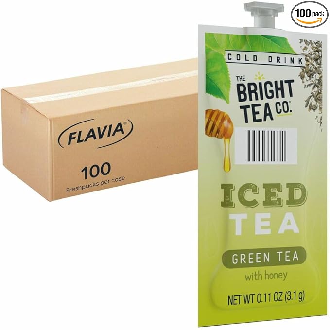 Flavia Bright Tea Co. Iced Green Tea With Honey Freshpacks works only with Flavia Brewers (Case of 100)