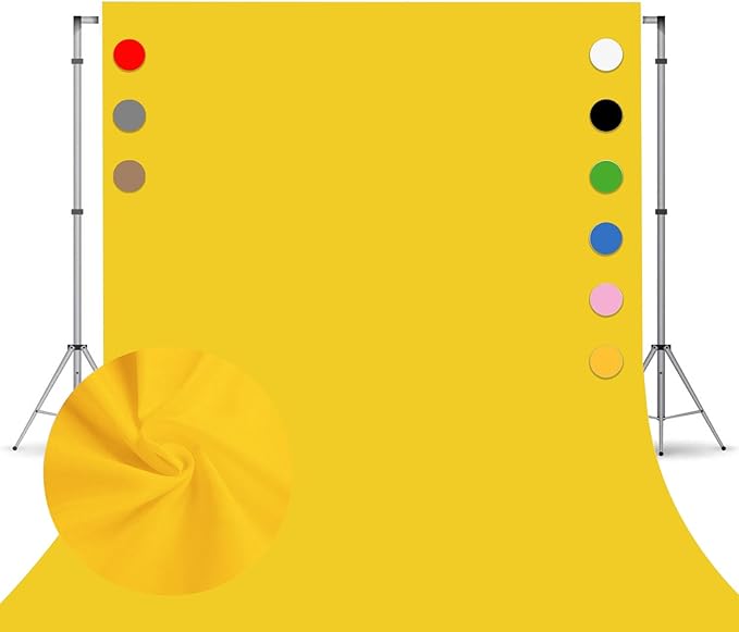 5x7 Ft Yellow Background Backdrop for Photography Seamless Photo Booth Backdrop for Photoshoot Photography Background Screen Video Recording Parties Curtain