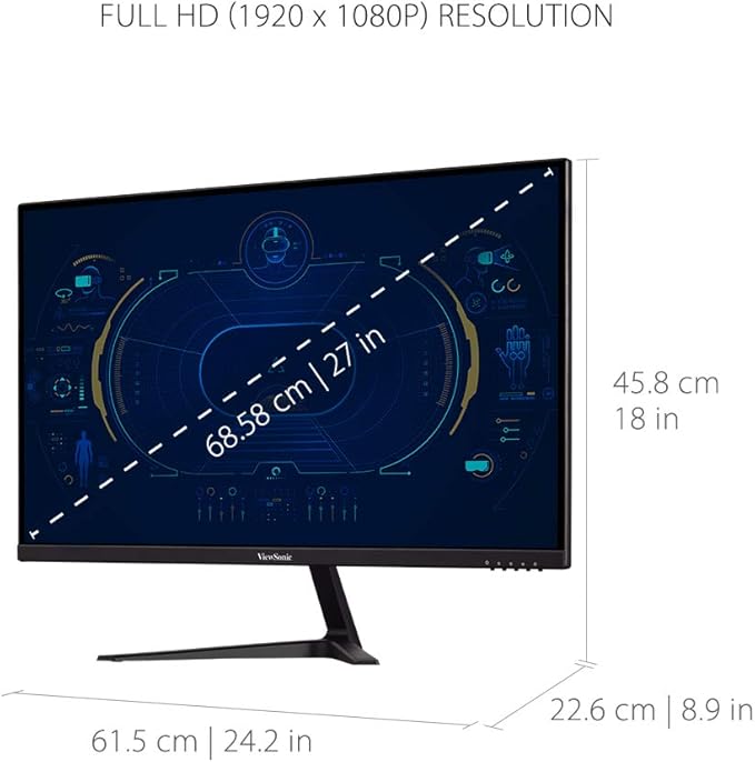 ViewSonic VX2718-P-MHD 27 Inch 1080p 1ms 180Hz Gaming Monitor with FreeSync, Eye Care, HDMI and DisplayPort