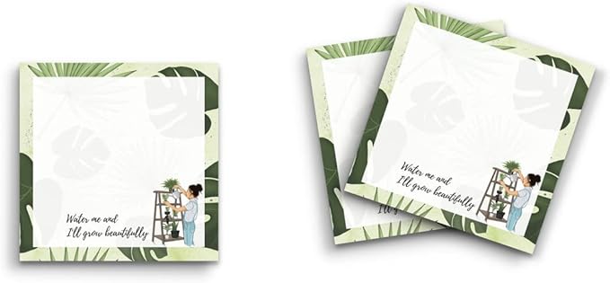 Butler in the Home Sticky Notes 3 Pack 3"x3" 50 Sheet Count Per Pad, Water Me and I ll Grow Beautifully Plants, Cute Funny Memo Note Pads Stationery Journal Planner Paper