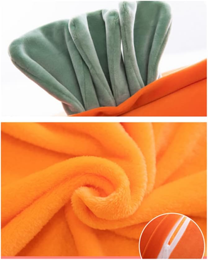 Rikyo 15" Stuffed Fruit Travel Blanket and Pillow Set,3 in 1 Plush Stuffed Hugging Pillow with Warming Hands Pillow Blanket for Kids Gift Travel Airplane Train Bed Office Nap (Carrot - Orange)