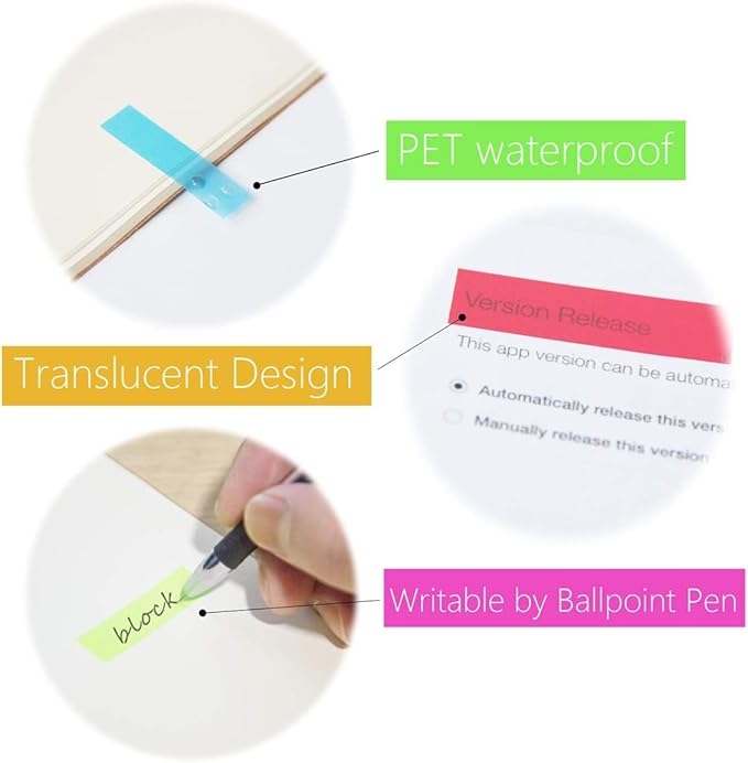 KICNIC 3000 Pieces Page Markers Sticky Index Tabs, Arrow Flag Tabs Self Adhesive, Colored Notes Tab Stickers for Notebook, Documents, Books [10 Colors, 3 Designs] Sticks Securely, Removes Cleanly