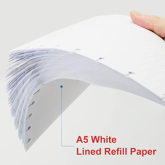 A5 TUL Discbound Lined Refill Paper, Junior Size 8 Disc Disbound Notebooks, 100Sheets/200Pages, 100gsm White Paper, 5.8'' x 8.2''