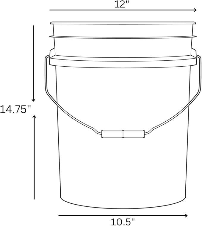 House Naturals 5 Gallon Premium HPDE Plastic Bucket - Made in USA Food Grade Storage Container, BPA Free All Purpose Pail (5, Yellow)