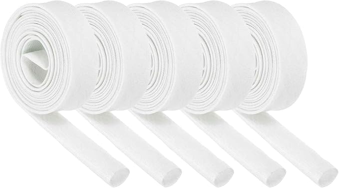 MECCANIXITY 5Pcs Wire Insulation Braid Fire Sleeve,6.6Ft-16mm ID White, High Temp Silicone Coated Fiberglass Sleeving for Automotive Hose Lines Electrical Wiring