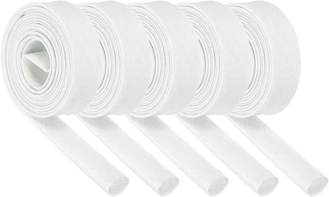 MECCANIXITY 5Pcs Wire Insulation Braid Fire Sleeve,6.6Ft-12mm ID White, High Temp Silicone Coated Fiberglass Sleeving for Automotive Hose Lines Electrical Wiring