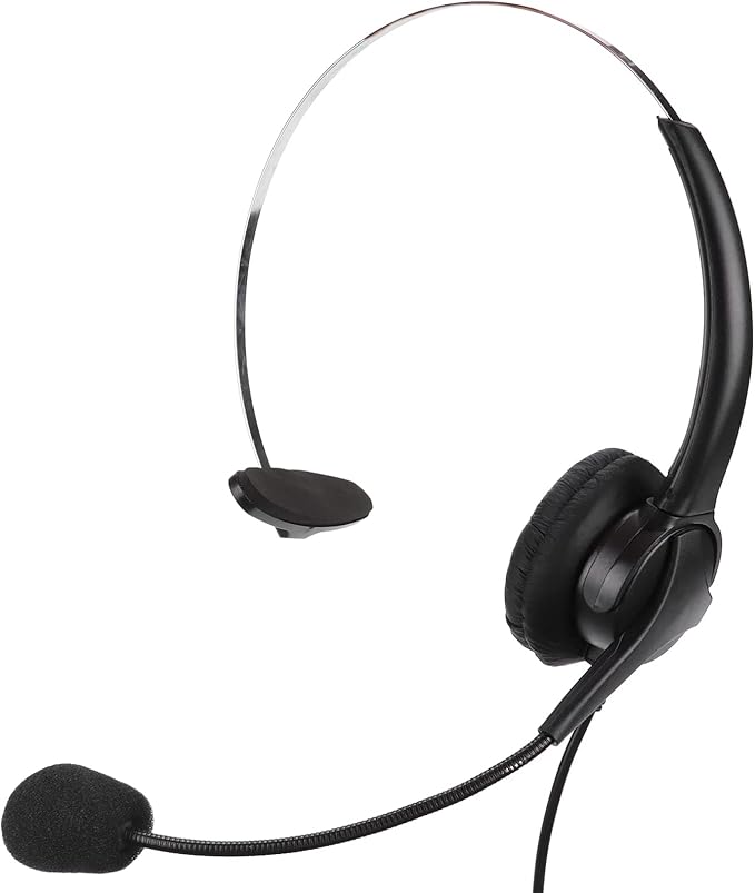SparkFeng RJ9 Telephone Headset, Professional Call Center Headset with Noise Reduction Microphone, Wired Office Headset for Customer Service, Lightweight Comfortable Earphones with Adjustabl