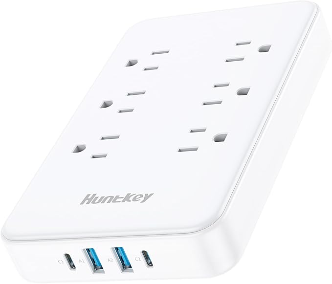 Innovative Power Strip, Cord Removable Design, Huntkey 6 Outlets Surge Protector with 4 USB Ports (2 USB-C, 2 USB-A), ETL Listed, Customize Cord Length