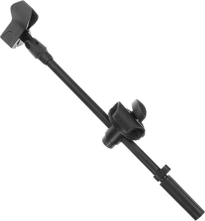 BESPORTBLE Metal Microphone Boom Arm with Dual Mic Clip and Spring Clamp, 350Mm Adjustable Desk Mic Stand Arm for Live Streaming and Recording