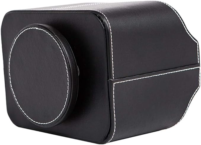 RHCSZ PU Leather Remote Control Holder Rotate 360 degrees Desk Organizer Storage Box for Remote Caddy,TV Guide, Mobile Phone, Pen,Stationery and Media Storage,Bedside Table Organizer(Black)