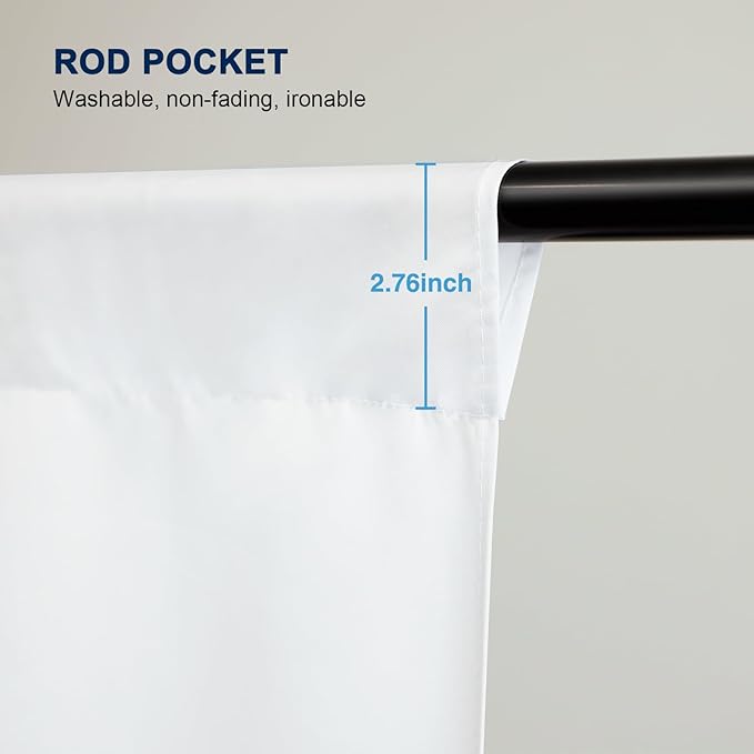Aimosen 10 x 7 FT White Backdrop Background for Photography, Professional Pure WhiteScreen for Photoshoot, High Density Fabric Curtainfor Video Record Portrait Stand Photo Studio, with Rod Pocket