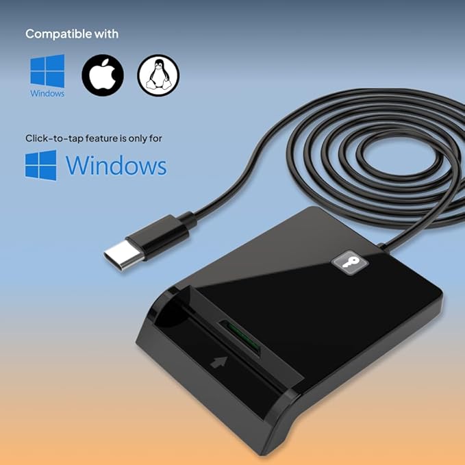Contact Smart Card CAC Reader USB C & A, DOD Military USB Common Access CAC Reader Military, Compatible with Windows, Mac OS, Linux, CCID ISO7816, Rohs, CE Certified