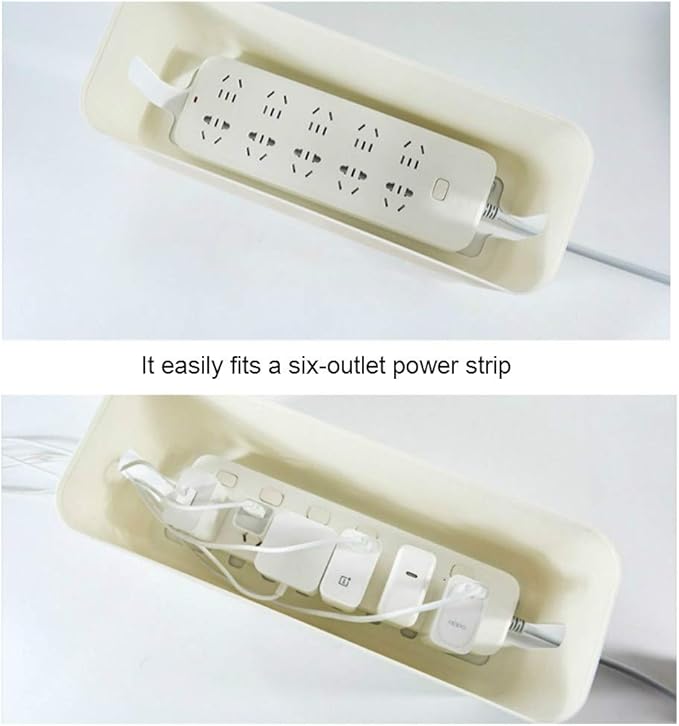 Sourcemall Cable Management Box| Power Stripe Organizer|Cord Organizer Box| Hide and Conceal Power Strips and Electrical Cords from TVs, Computers, and Desks| Keep Pets Safe (White Large)