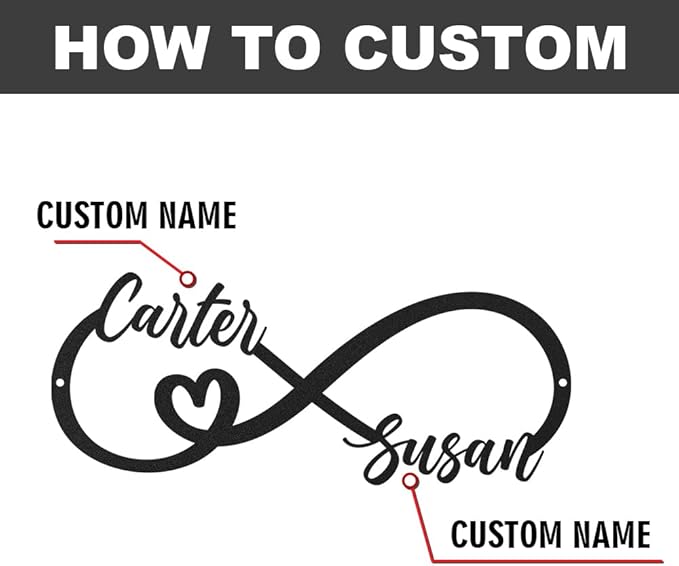 Personalized Home Decoration Metal Couples Name Sign,Heart Metal Love Plaques Wall Art,Valentine's Day Wedding gift bedroom decoration hangings Family Décor